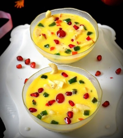 Custard with Cut Fruits, easy dessert